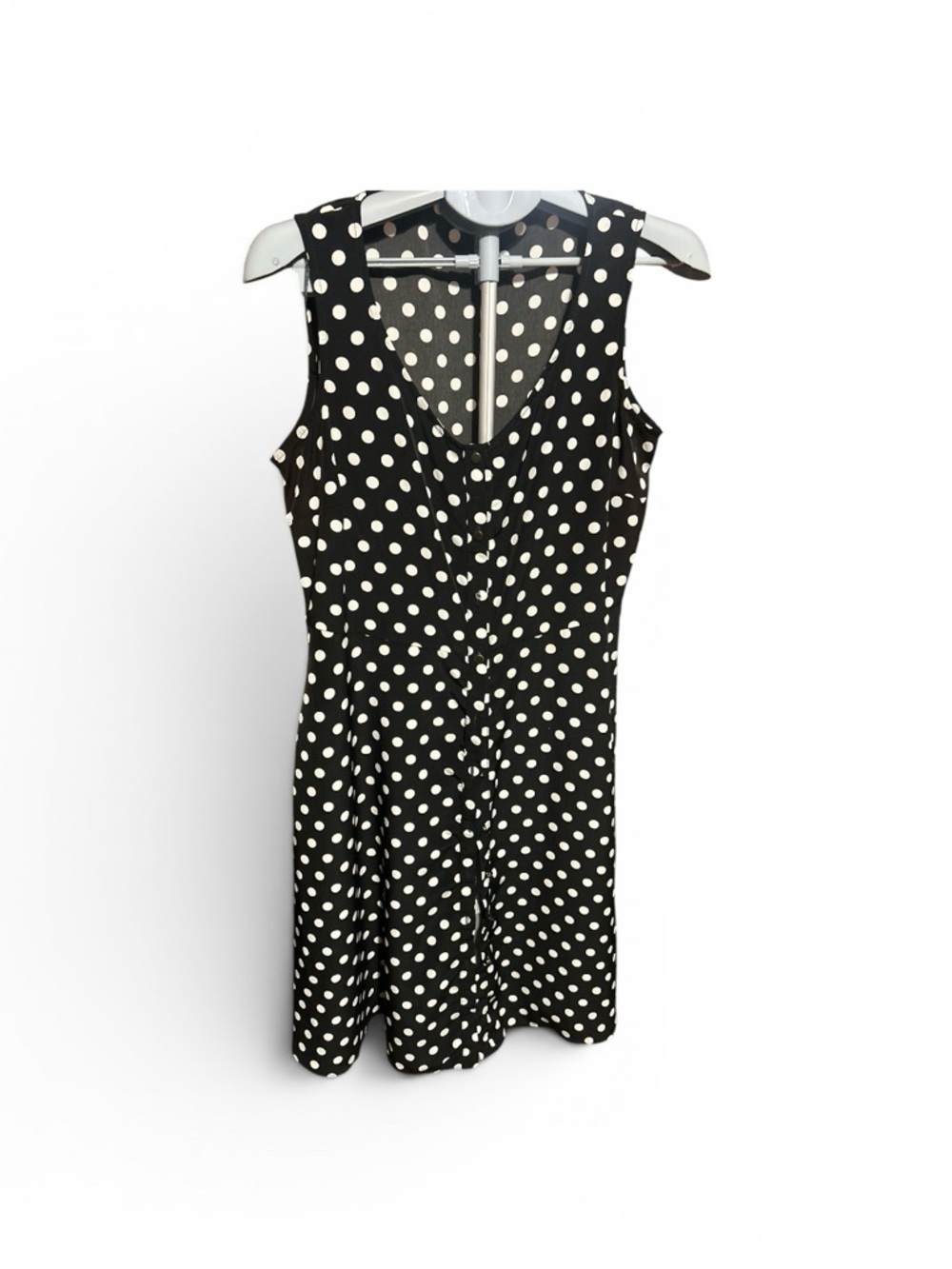 Sleeveless Black and White Polka Dot Midi Dress
